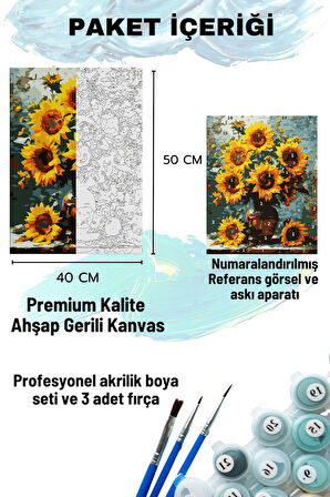 Sayılarla Boyama Seti Numaralı Tuval Fırça Boya Dahil Kasnaklı Set 50x70 Cm - AYÇİÇEK