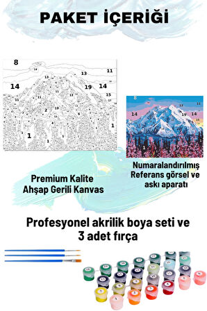 Sayılarla Boyama Seti Numaralı Tuval Fırça Boya Dahil Kasnaklı Set 50x70 Cm - DAĞ MANZARASI