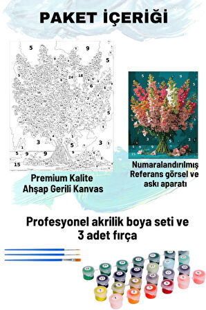Sayılarla Boyama Seti Numaralı Tuval Fırça Boya Dahil Kasnaklı Set 50x70 Cm - DEMET ÇİÇEK