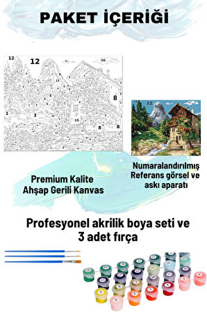 Sayılarla Boyama Seti Numaralı Tuval Fırça Boya Dahil Kasnaklı Set 50x70 Cm - DERE VE EV