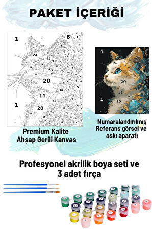 Sayılarla Boyama Seti Numaralı Tuval Fırça Boya Dahil Kasnaklı Set 50x70 Cm - GOLDEN KEDİ