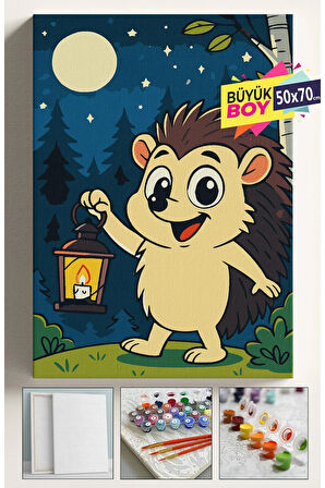 Sayılarla Boyama Seti Numaralı Tuval Fırça Boya Dahil Kasnaklı Set 50x70 Cm - KİRPİ