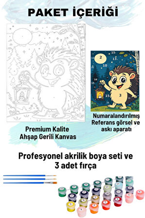 Sayılarla Boyama Seti Numaralı Tuval Fırça Boya Dahil Kasnaklı Set 50x70 Cm - KİRPİ