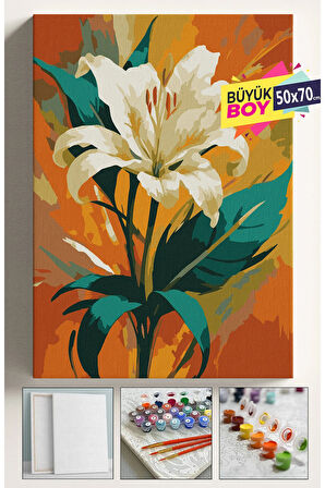 Sayılarla Boyama Seti Numaralı Tuval Fırça Boya Dahil Kasnaklı Set 50x70 Cm - TEK LİLYUM