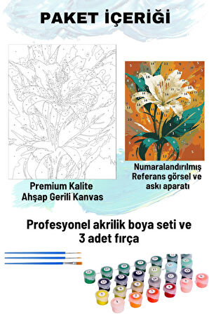 Sayılarla Boyama Seti Numaralı Tuval Fırça Boya Dahil Kasnaklı Set 50x70 Cm - TEK LİLYUM