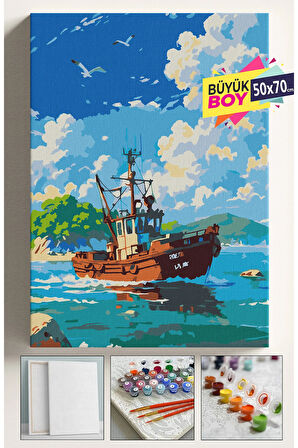 Sayılarla Boyama Seti Numaralı Tuval Fırça Boya Dahil Kasnaklı Set 50x70 Cm - TEKNE