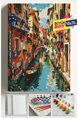 Sayılarla Boyama Seti Numaralı Tuval Fırça Boya Dahil Kasnaklı Set 50x70 Cm - VENEDİK BALKON