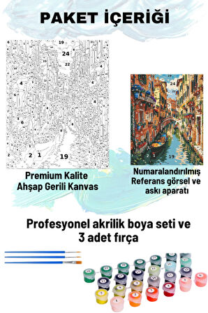 Sayılarla Boyama Seti Numaralı Tuval Fırça Boya Dahil Kasnaklı Set 50x70 Cm - VENEDİK BALKON