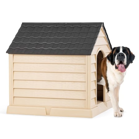 Delux Serisi Petshop Plastik Büyük Köpek Kulübesi 95x95x100 cm Konforlu Yuva Bahçe Evi Geniş Barınak
