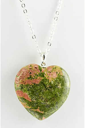 Sertifikalı Kalp Model Unakit Taşı Kolye