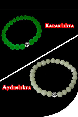 Sertifikalı Karanlıkta Parlayan Fosfor Taşı Bileklik - Gümüş Aparatlı