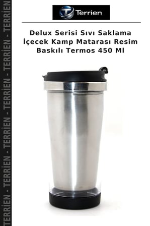 Delux Serisi Sıvı Saklama İçecek Kamp Matarası Resim Baskılı Termos 450 Ml