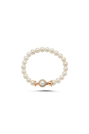 925 Ayar Gümüş Kadın Zirkon Taşlı Doğal İnci Bileklik