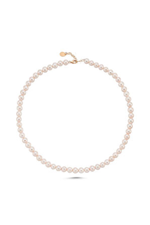 925 Ayar Gümüş 8 mm Doğal İnci Kadın Kolye