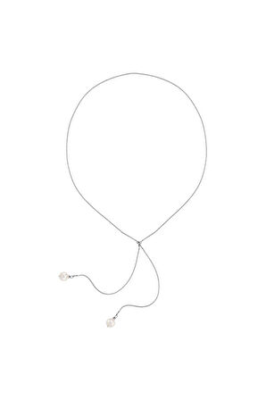 925 Ayar Gümüş Asansörlü Zincirli Doğal İnci Kolye