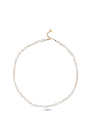 925 Ayar Gümüş Kadın 4.5 mm Sıralı Doğal İnci Kolye