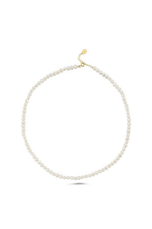 925 Ayar Gümüş Kadın 4.5 mm Sıralı Doğal İnci Kolye