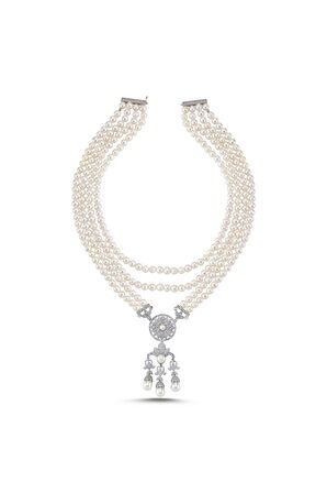 925 Ayar Gümüş 7 mm Doğal İnci Kolye BVRTST06036