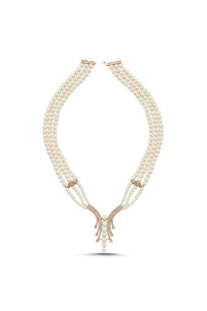 925 Ayar Gümüş 8 mm Su Yolu Doğal İnci Kolye