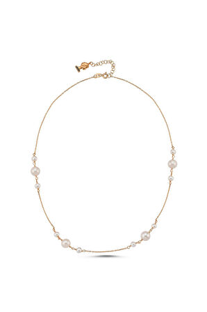 925 Ayar Gümüş Kadın Doğal İnci Zincir Kolye