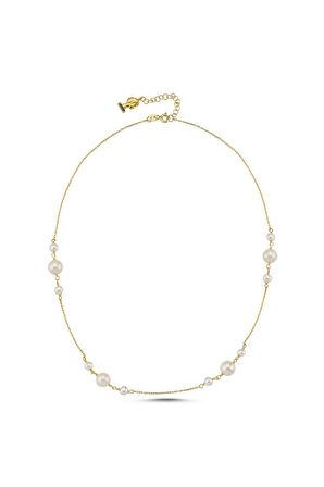 925 Ayar Gümüş Kadın Doğal İnci Zincir Kolye