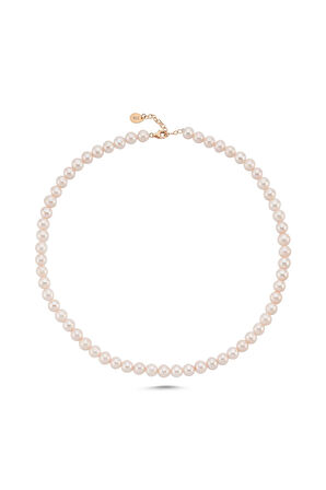 925 Ayar Gümüş 7 mm Sıralı Doğal İnci Kolye