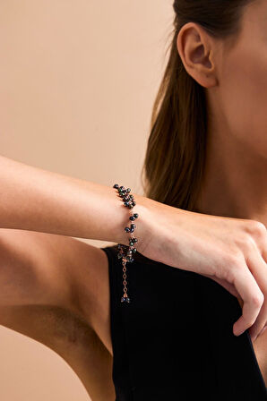 925 Ayar Gümüş Doğal İnci Sallantılı Kadın Bileklik