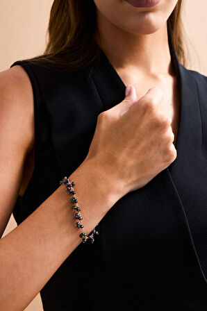 925 Ayar Gümüş Doğal İnci Sallantılı Kadın Bileklik