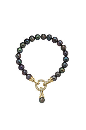 925 Ayar Gümüş Halka Kiltli Doğal İnci Bileklik