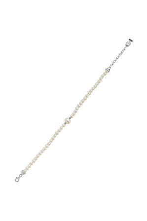 925 Ayar Gümüş 4 mm Dorikalı Doğal İnci Kadın Bileklik