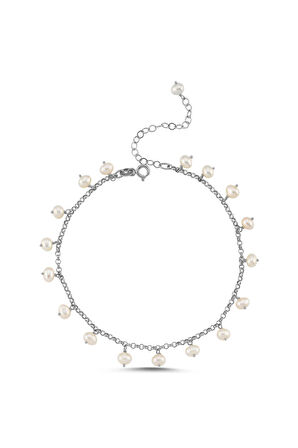 925 Ayar Gümüş İncili Zincir Bileklik 4 mm BVRTST14587BLK