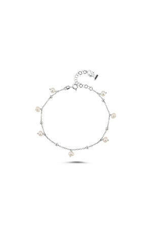 925 Ayar Gümüş İncili Zincir Bileklik 4 mm BVRTST14588BLK