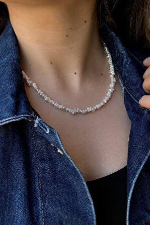 925 Ayar Gümüş 5 mm Bahreyn İnci Kolye Bileklik İkili Set