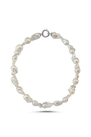 925 Ayar Gümüş 22 mm Barok İnci Kolye