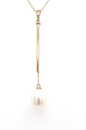 14 Ayar Altın 9 mm Tatlı Su Doğal İnci Kolye BVRTZ095940