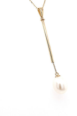 14 Ayar Altın 9 mm Tatlı Su Doğal İnci Kolye BVRTZ095940