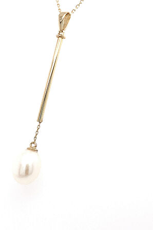 14 Ayar Altın 9 mm Tatlı Su Doğal İnci Kolye BVRTZ095940