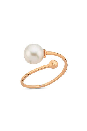 14 Ayar Altın 8 mm Doğal İnci Yüzük BVRTZ096077