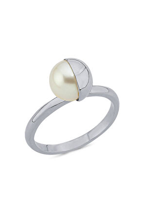 14 Ayar Altın 8 mm Tatlı Su Doğal İnci Yüzük BVRTZ096080ZMRT