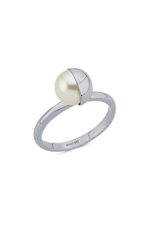 14 Ayar Altın 8 mm Tatlı Su Doğal İnci Yüzük BVRTZ096080ZMRT