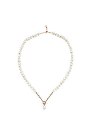 14 Ayar Altın 9 mm Baget Doğal İnci Kolye