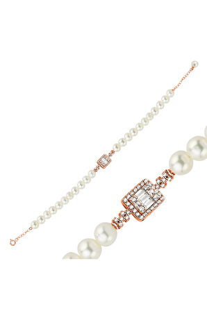 14 Ayar Altın 6 mm Baget Doğal İncili Bileklik