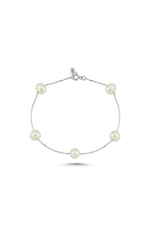 14 Ayar Altın 6 mm Çıtır Doğal İnci Bileklik