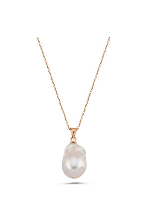 14 Ayar Altın 12 mm Barok Doğal İnci Kolye