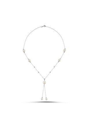 14 Ayar Altın 9 mm Dorikalı Sallantılı Doğal İnci Kolye