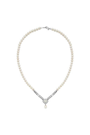 14 Ayar Altın 6 mm Baget Taşlı Doğal İnci Kolye