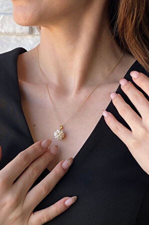 14 Ayar Altın 4 mm Prenses Top İnci Kolye