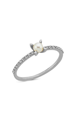 14 Ayar Altın 0,09 Ct Doğal İnci Pırlanta Yüzük