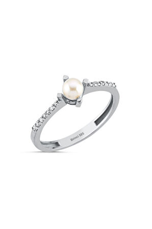 14 Ayar Altın 0,09 Ct Doğal İnci Pırlanta Yüzük