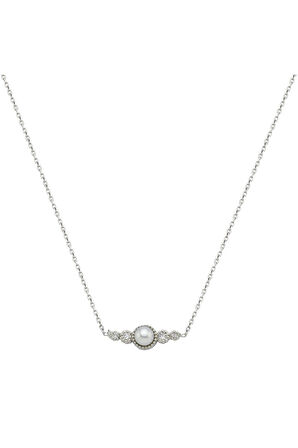 14 Ayar Altın Çıtır Doğal İnci 0,09 Ct Pırlanta Kolye